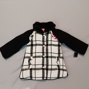 Penelope Mack Black and White Checkered Pea Coat